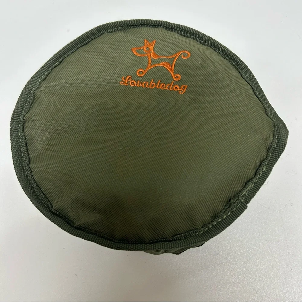Collapsible Portable Fabric Travel Dog Pet Food Water Bowl Green Orange Outdoors